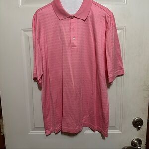 Marbas Polo Shirt Mens L Golf S/S  Pink Striped Made‎ In Italy 100% Pure Cotton